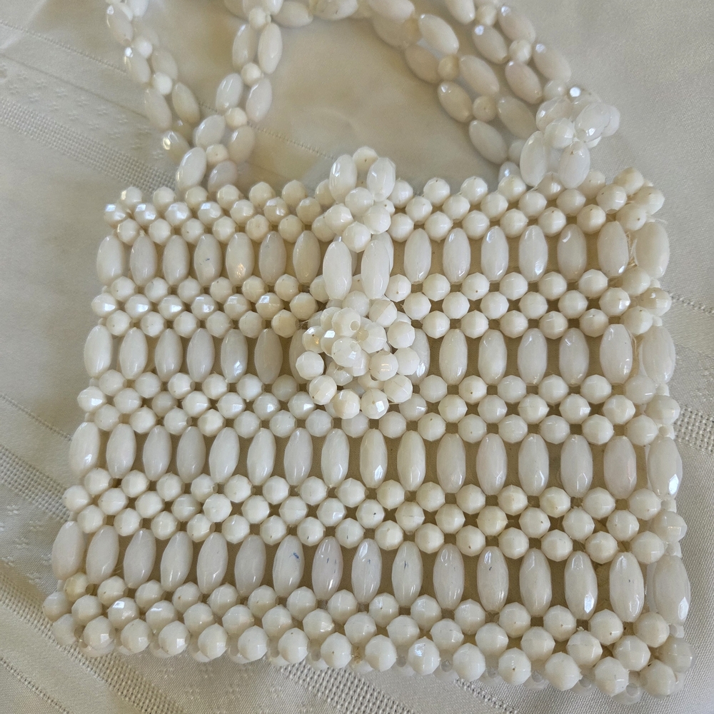 Source Unknown Cream Beaded Mini Bag - image 1